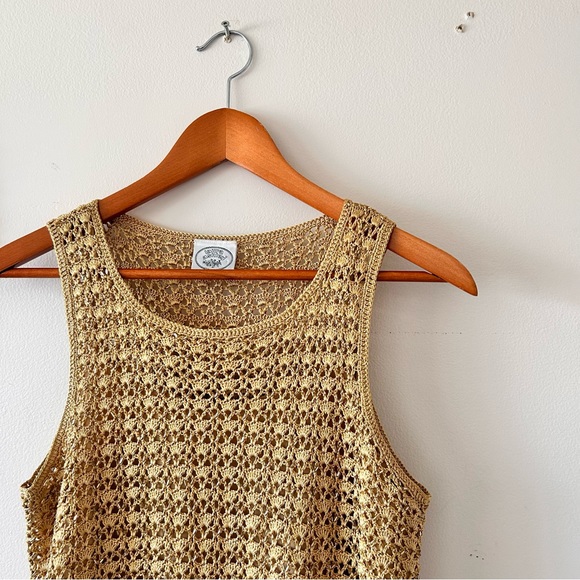 Laura Ashley | Beaded & Crocheted Golden Sleeveless Blouse - Picture 3 of 4